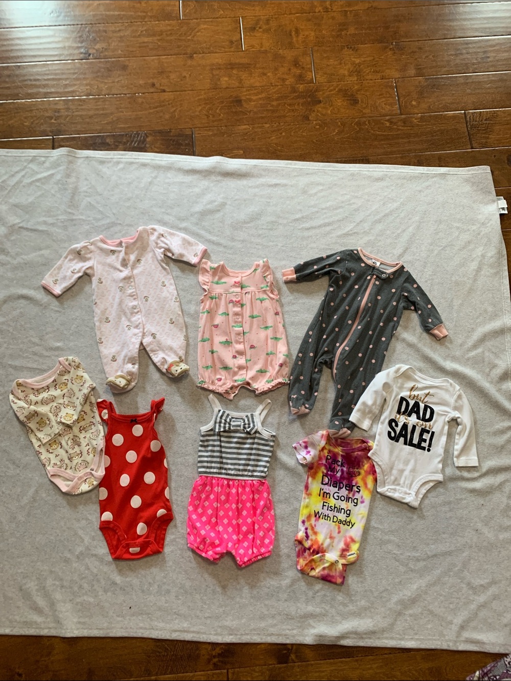 Carter's Baby Girls Mixed Pink, Gray, Red, White One-Piece Lot